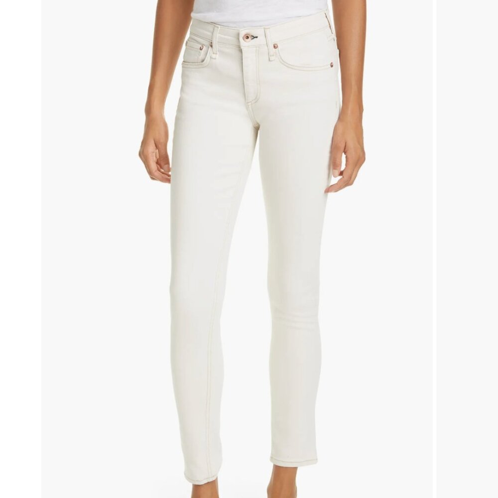 rag & bone Cate Mid Rise Ankle Skinny Jeans Ecru Size 28